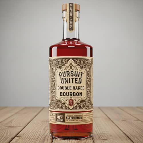 Pursuit United Double Oaked Bourbon - Vintage Label Design