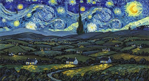 Beautiful Wicklow in Van Gogh Starry Night Style