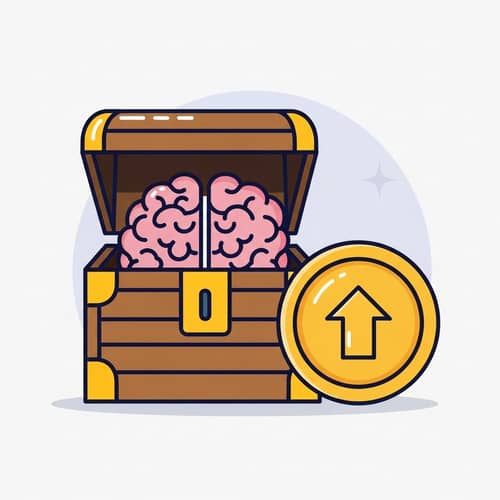 Valuable Content Icon: Treasure Chest, Brain, Gold Coin