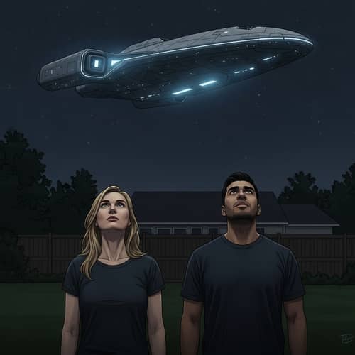 Night Sky Spaceship Mystery | Intriguing Illustration