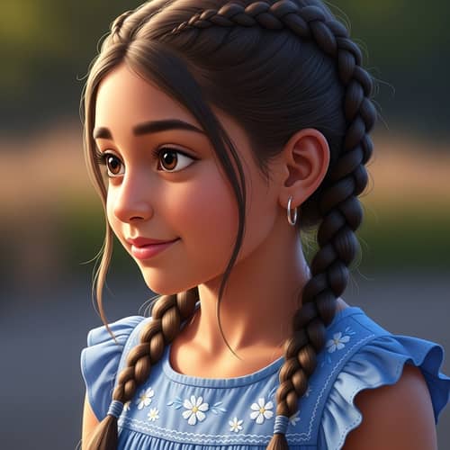 Young Hispanic Girl's Profile: Hair Style and Facial Features