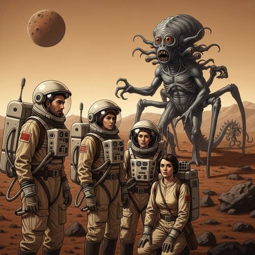 Vintage Mars Exploration: Astonishing Encounter with Martian Creature
