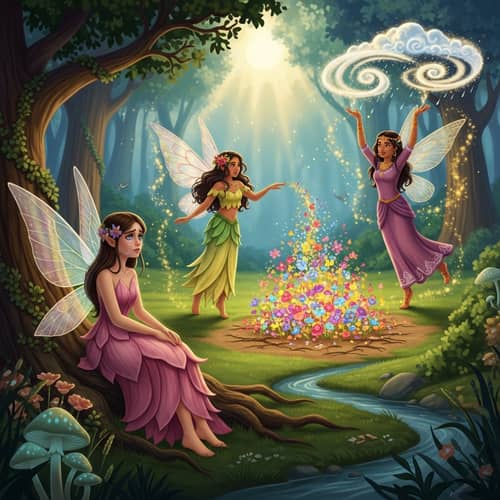 Fiammetta Fairy Watching Magic Sisters | Enchanting Illustration