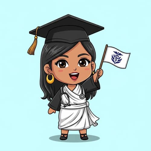 Cute Chibi Girl Graduated in Medical Technology with Toga & Stethoscope