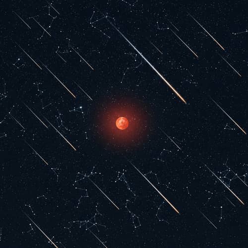 Stunning Meteor Shower with Phaethon in Night Sky