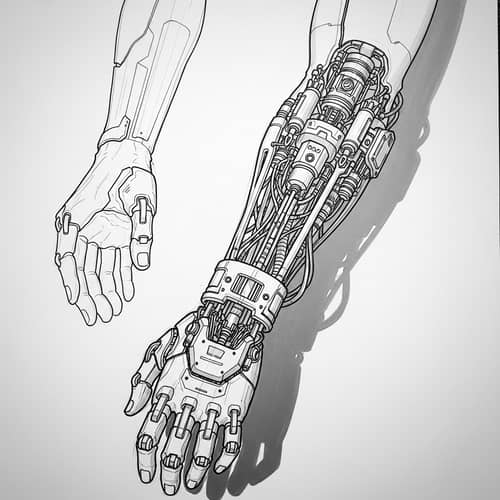 Cyberpunk Forearm Implant Sketch: Futuristic Dystopian Design