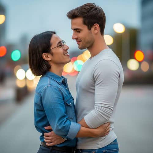 Affectionate Gay Couple Standing Together | Diversity Love Story