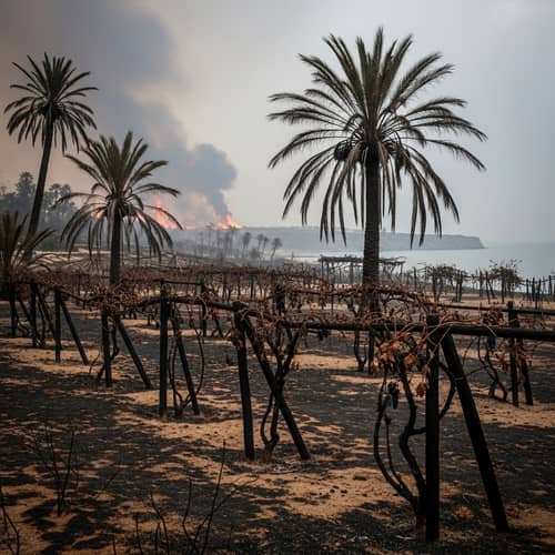 Devastated Paradise: Palm Trees & Grapevines Burned