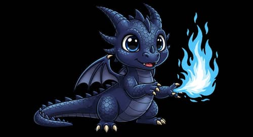 Playful Dark Blue Dragon | Vibrant Anime Style Artwork