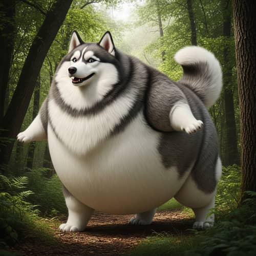 Inflated Siberian Husky - Absurdly Comedic Wildlife Encounter