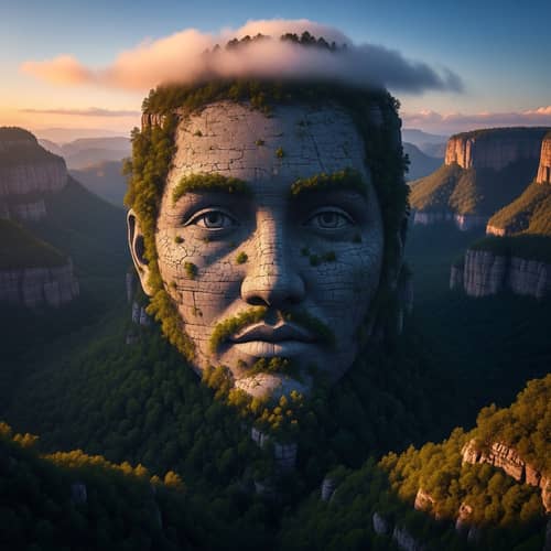 Mystical Face Landform: Natural Artwork of Nature's Beauty