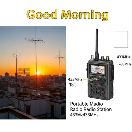 Good Morning Postcard for Radio Enthusiasts | Sunrise Cityscape