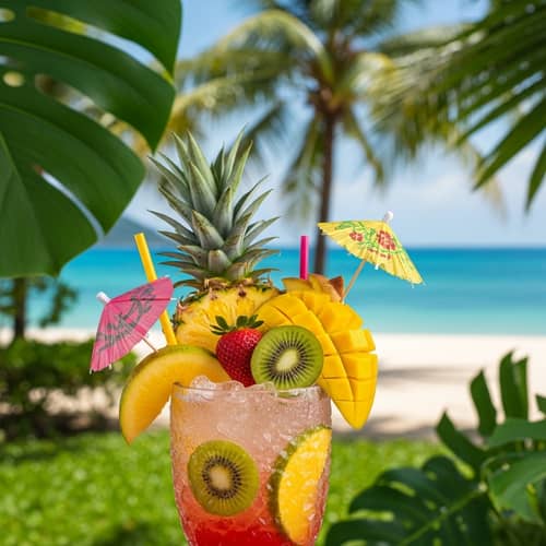 Vibrant Tropical Cocktail with Exotic Fruits | Tropical Paradise