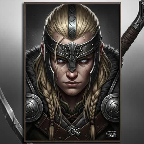 Dungeons & Dragons Hunter Character Art | Viking with Blonde Hair & Blue Eyes