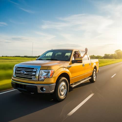 Joyful Summer Road Trip in a Gold Ford F150