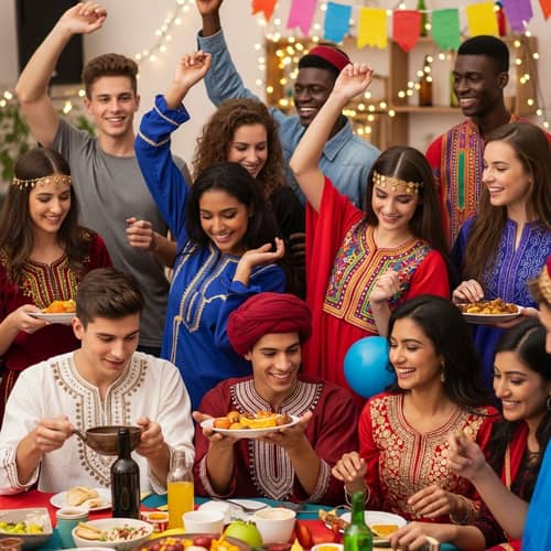 Festive Ethnic Identity Celebration with Diverse Young People