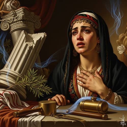 Symbolic Painting of Freemasonry with Weeping Virgin: Classical Renaissance Style