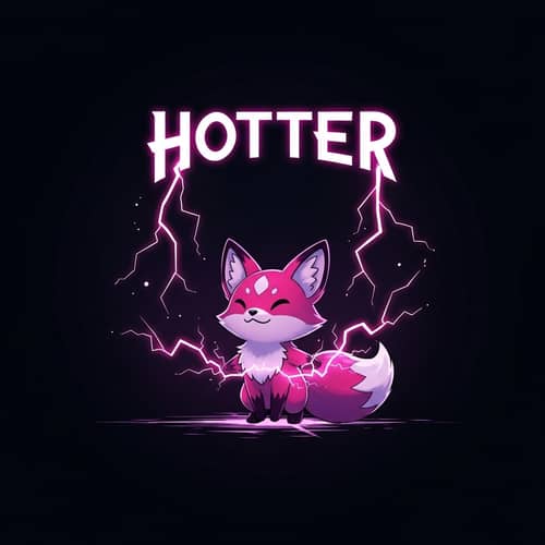 a cute 2D illustration of a pink and purple fox-like creature, similar to Pikachu