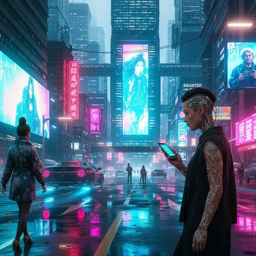 Cyberpunk Cityscape | Futuristic Technology & Neon Lights
