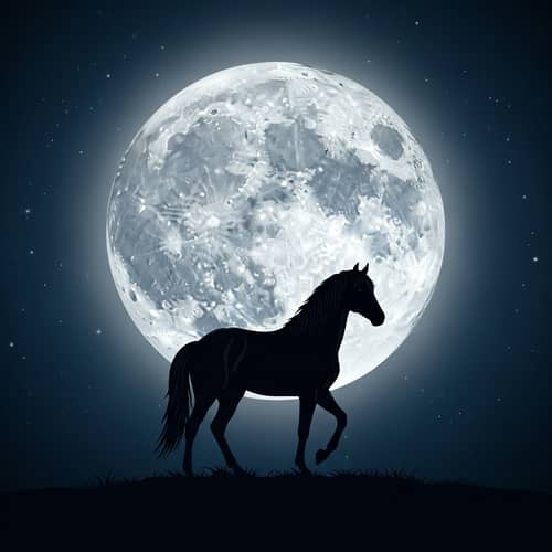 Majestic Horse Silhouetted Against Glowing Full Moon