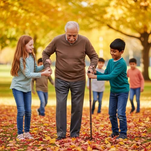 👧🧒Kids Helping the Needy in Heartwarming Park Scene