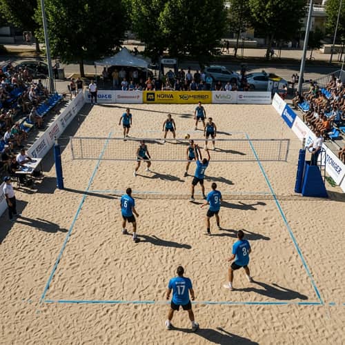 Bustling Volleyball Court in Thessaly, Greece