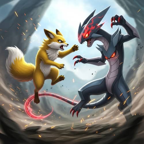 Yellow Fox Battle with Mythical Creature | Website