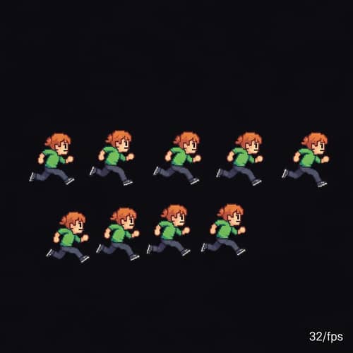 Pixel Art Character Running Sprite Sheet | 32x32, 5fps