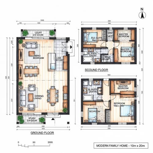 Modern Two-Story House Blueprints | Architectural Design