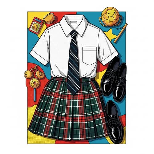 Pop Art School Uniform: Vibrant Palette of 1950s Style