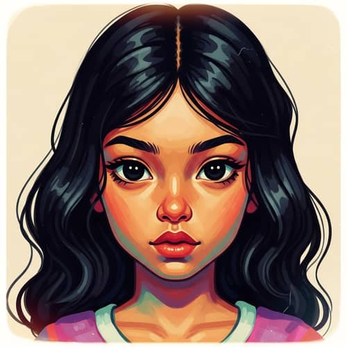 Vintage-inspired portrait of a girl with wavy black hair