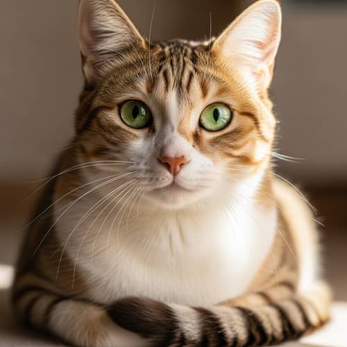 Beautiful Domestic Cat with Bright Eyes | Curious Calm Expression