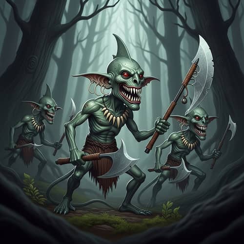 Maori Goblin-Like Creatures in Haunting Dark Fantasy Setting