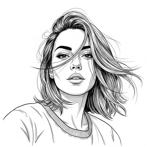 Expressive Woman Portrait with Dark Eyes and Elegantly Arched Eyebrows