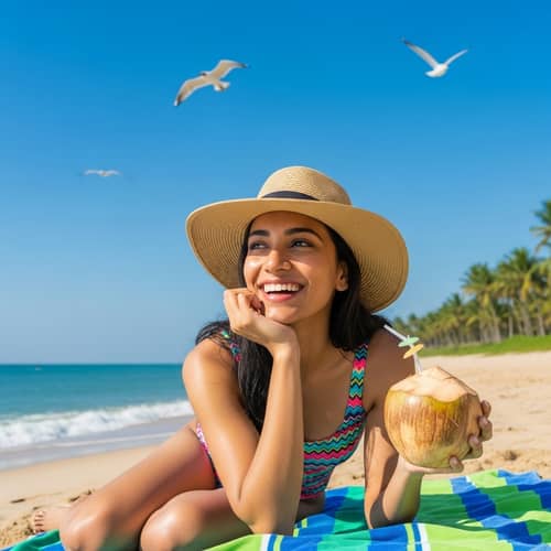 Stunning South Asian Woman Enjoying Beach Day | Tropical Summer Vibes