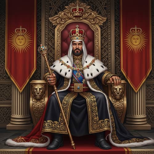 Majestic Royal Throne Room: Male Middle-Eastern Figure
