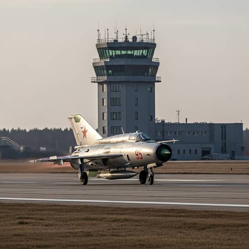 Soviet MiG-21 Taking Off: A Classic Aviation Scene