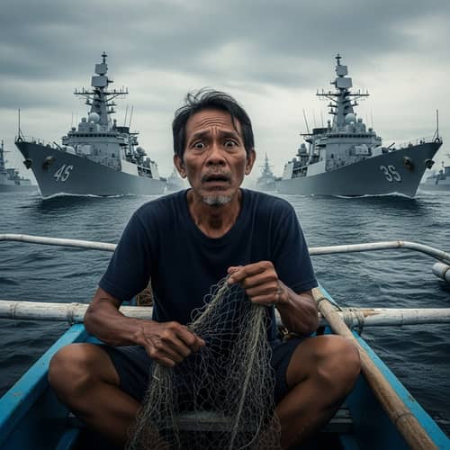 Filipino Fisherman Faces Threat from Chinese Warships