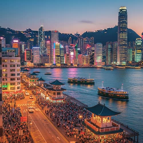 Hong Kong Cityscape: Skyscrapers, Traditional Architecture, Star Ferry