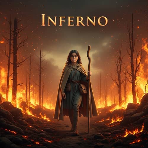 Brave Hispanic Girl Journeying Through Fiery Inferno