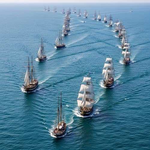 Unique Maritime Navigation Ballet on Vast Ocean