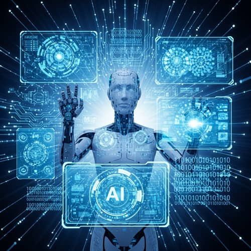 Sophisticated AI Robot in Futuristic Environment | Technology Art