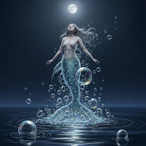 Mermaid Transforming into Bubbles - Mystical Underwater Art