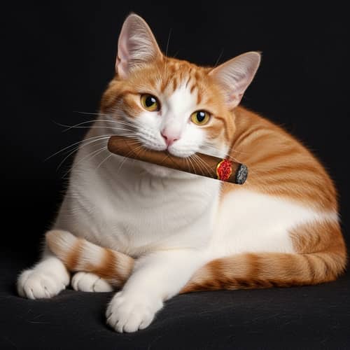 Elegant Cat Smoking Toy Cigar