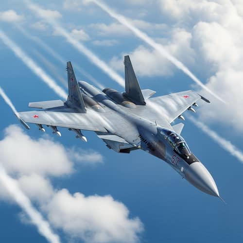 Su-47 Berkut Fighter Jet Illustration in Action