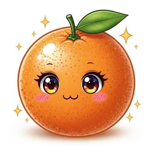 Anime Style Juicy Orange Fruit Illustration