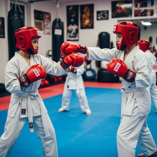 Children's Hand-to-Hand Combat Training in White Kimonos