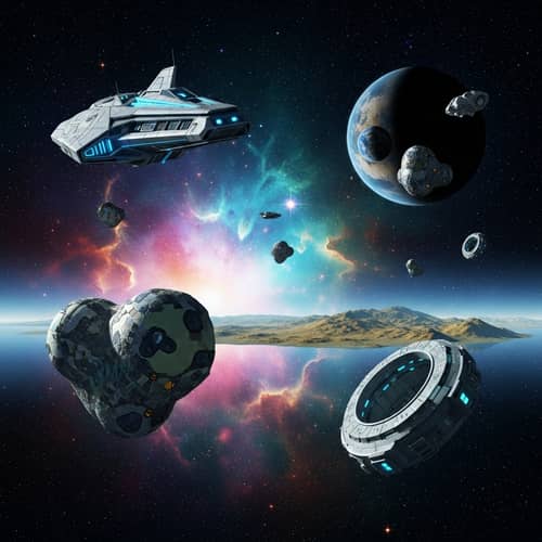 Futuristic Space Objects in Sci-Fi Style