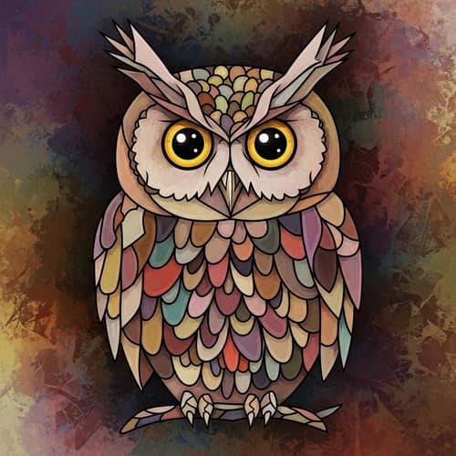 Abstract Owl Art: Geometric Shapes & Mystic Ambiance