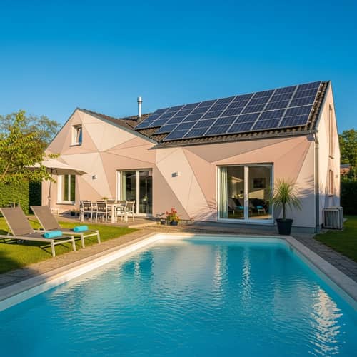 Modern House with Swimming Pool and Solar Panels